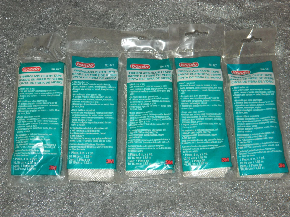(5) PACKS NUEVOS BONDO N.º 477 CINTA DE TELA DE FIBRA DE VIDRIO 4" X 72" BLANCA PEGABLE Foto 1 de 4
