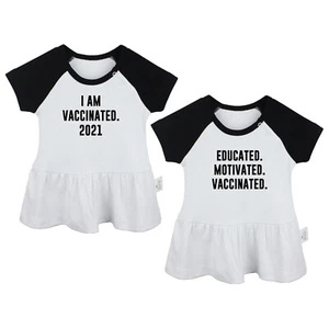 Pack of 2, Educated Motivated Vaccinated Funny Infant Baby Girls Princess Dress - Foto 1 di 21
