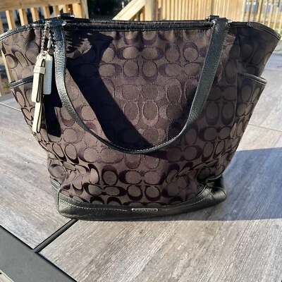 COACH Signature Parker North-South Tote Handbag Purse Black Large - Image 1 of 4