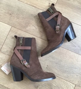 NEW DIESEL WOMEN’S D-KINLEY BOOTS BROWN LEATHER TALL ANKLE BOOTS Sz 36 $340 - Picture 1 of 10