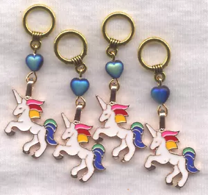 White Unicorn Stitch Markers White Unicorns Set of 4/SM276 - Picture 1 of 2