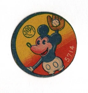 1940er Mickey Mouse japanischer Baseball Disney runde Menko Karte fast neuwertig + selten - Bild 1 von 2