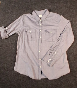 J. Crew Shirt Damen L grau The Perfect Shirt Chambray Roll Tab Knopfleiste C23870 - Bild 1 von 9