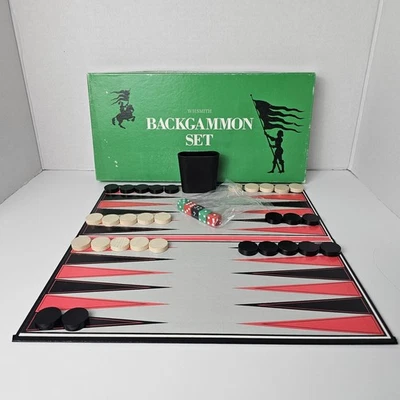 WHSmith Backgammon Set Wooden Pieces Vintage Complete  - Image 1 of 4
