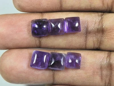 8X8MM Natural Amethst Ring Size Square Cabochon Loose Gemstone 6 Pcs Lot - Image 1 of 4