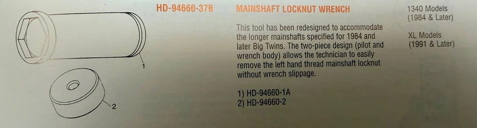 Llave de tuerca de bloqueo del eje principal Harley-Davidson HD-94660-37B (2C) Foto 1 de 4