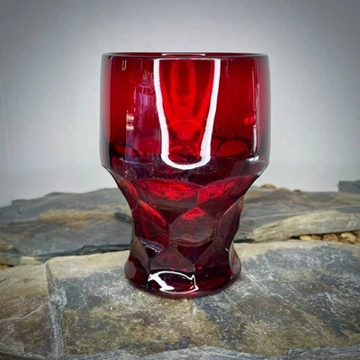 Vtg Anchor Hocking Georgian Ruby Red Honeycomb 5" Tumbler Glass MCM - Image 1 of 4