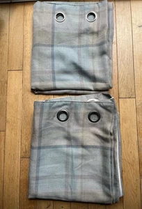 Next Check Woven Lined Eyelet Curtains 66”x72” Blue Pink Beautiful Polyester - Picture 1 of 13