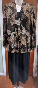 Vintage R&M Richards schwarzes Kleid & Jacke Abend besondere Anlässe Party 10 Petite - Bild 1 von 11