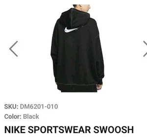 Nike Women's Hoodie Swoosh Cotton Cozy Oversized DM6201-010 Black S - Picture 1 of 5