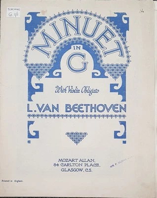 BEETHOVEN Minuet in G with Violin Obligato - Image 1 of 3
