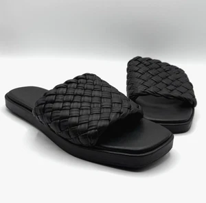 Sandalia sin cordones VINCE Rumi para mujer talla 8 negro tejido cuero zapato deslizable nuevo sin caja - Imagen 1 de 7