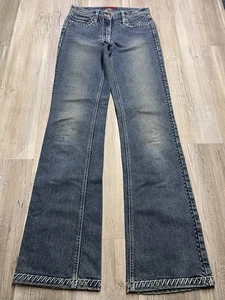 Luisa Cerano Womens Bootcut Jeans Embroidered Pockets Size 8 Medium Wash Denim - Picture 1 of 15