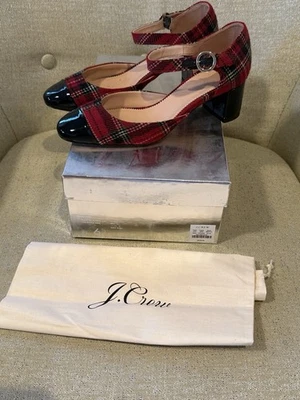 Zapatos de salón J.Crew Millie Rubí Profundo Patente Puntera Tobillo Correa Bloque Tacones Talla 6.5 Foto 1 de 4