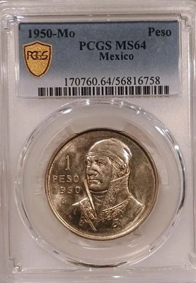 1950 MEXICO PESO PCGS MS64 BEAUTIFUL EXAMPLE - Image 1 of 2