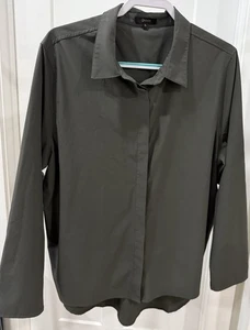 Blusa Quince Mujer Performance Tech XL Gris Oliva Abotonada Calce Relajado Carrera - Imagen 1 de 13