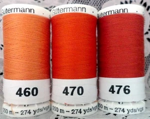 3 NUOVI colori arancioni GUTERMANN 100% poliestere filo da cucire 274 iarde ogni bobina  - Foto 1 di 1