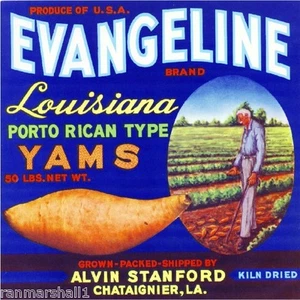 Chataignier Louisiana Evangeline Yams Sweet Potato Yam Crate Label Art Print - Picture 1 of 1