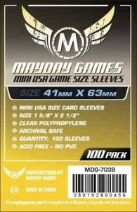 100 x Mayday Games Clear Mini USA Card Sleeves (41mm x 63mm)