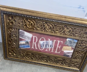 Vintage 2010 Rome Decorative Wall Hanging Framed Picture 15 X 9 - Picture 1 of 6