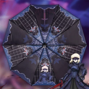 Anime Fate/Grand Order Saber Alter Folding Automatic Umbrella LED Handle 100*10k - Picture 1 of 12