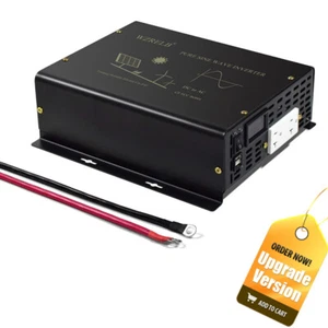 WZRELB 2000W Pure Sine Wave Power Inverter 12/24/48V DC to 120VAC Power Inverter - Picture 1 of 7