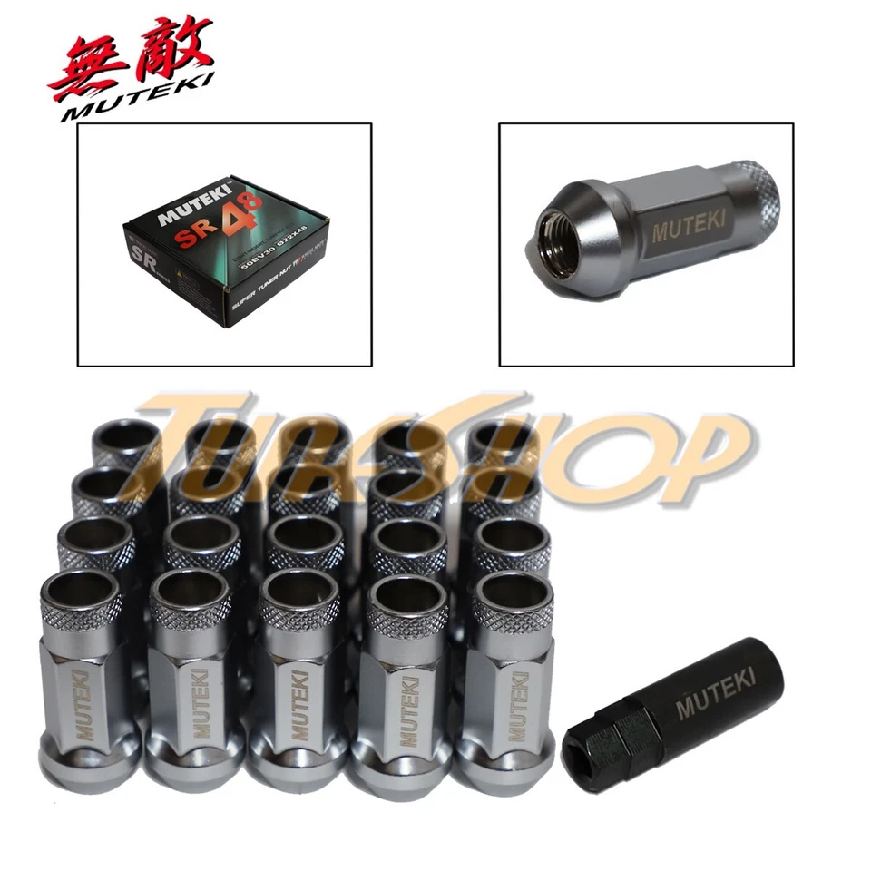 RUEDAS MUTEKI SR48 TUERCAS 12X1.25 1.25 LLANTA BELLOTA EXTREMO ABIERTO EXTENDIDO 20 PLATA S Foto 1 de 2