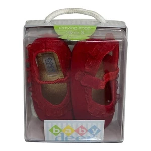 🌊 BABY DEER GIRLS MARY JANE RED VELVET CHRISTMAS HOLIDAY SHOES SIZE 3 NEW - M6 - Picture 1 of 7