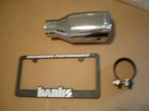 Banks Power Chrome Exhaust Tip / Band Clamp / Licence Plate Frame - Picture 1 of 5