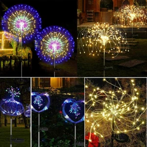 Christmas Solar Firework Lights Outdoor Waterproof Path Lawn Garden Decor Lamp - Picture 1 of 29