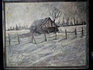 PINTURA AL ÓLEO ORIGINAL GENE BRICKER "NIEBLA DE INVIERNO" firmada (ARTISTA CANADIENSE) - Imagen 1 de 6