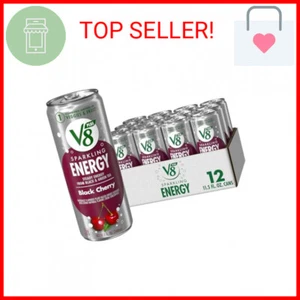V8 +Energy Sparkling Black Cherry Juice Energy Drink, 11.5 fl oz Can (12 Pack) - Picture 1 of 2