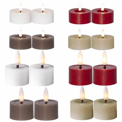 LED Kerzen mit Timer 2er Set weiß rot beige o. taupe Ø 7 oder 4cm Wachsspiegel - Bild 1 von 4