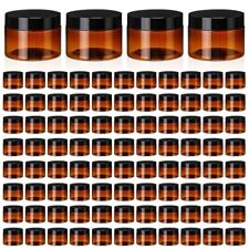 100 Pcs 4 oz Amber Plastic Cosmetic Jars with Lids Empty Leak Proof Container...