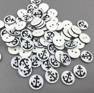 DIY 200X Resin Round Buttons Anchors Pattern Fit Sewing Scrapbooking Crafts 13mm - Picture 1 of 4