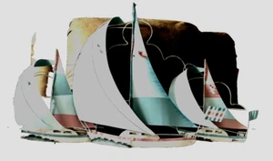 Sailboat Regatta 3D Metal Sculpture Wall Art signed Joanne Ferrara 34"x25" - Picture 1 of 7