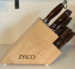 Seltenes MCM ZYLCO 15-teiliges handgefertigtes Messerset mit Block Holz Stahl NEUWERTIG Vintage - Bild 1 von 19