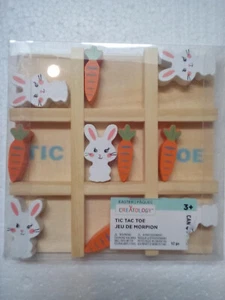 2X EASTER BASKET TIC TAC TOE TABLE DECOR GAME CUTE BUNNIES CARROTS 5" - Picture 1 of 1