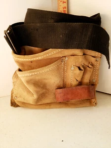Vintage Used Leather Suede Tool Pouch Electrician Lineman Construction Worker - Picture 1 of 5