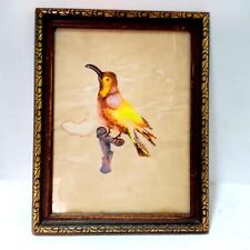 Old Vintage Hand Painting on Paper Watercolor Well Plate with Frame Luxury Wood