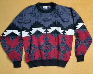 vtg 80s SKI SWEATER Mens ROBERT BRUCE washable Cosby Style - Picture 1 of 5