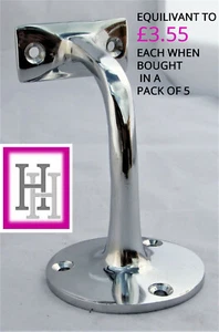 2 - 5 Chrome Handrail Bannister Support Stair Rail Bracket Fixing Wall Mount D5 - Picture 1 of 12