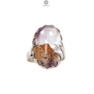 7.90gms Natural Amethyst Gemstone Oval Plain 925 Sterling Silver Adjustable Ring - Picture 1 of 6