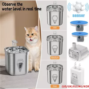 Cat Water Fountain Stainless Steel 2.5L/73oz Automatic Pet Water Fountain - Picture 1 of 20