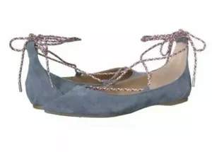 Steve Madden scarpe donna emilie flat blu scamosciato cinturino alla caviglia misura 7,5 - Foto 1 di 8