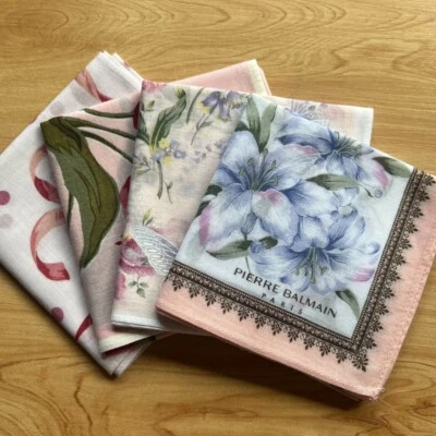 НОСОВОЙ ПЛАТОК ЖЕНЩИН ВИНТАЖНЫЙ ЦВЕТОЧНЫЙ БАБОЧКА КАРМАН КВАДРАТНЫЙ ХЛОПОК 17» ЛОТ-024 - Изображение 1 из 4