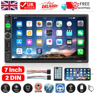 7" Double 2 DIN Car Stereo Radio Touch Screen USB Bluetooth Android/IOS Player - Picture 1 of 15