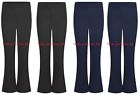 Ladies Women Bootleg Pull On Trouser Stretchy Bootcut Ribbed Work Bottom UK Made