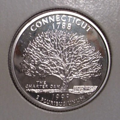 1999 S Connecticut 90% Silver Quarter , Gem Proof - Image 1 of 2