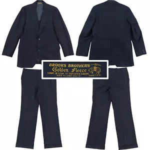 Traje Brooks Brothers polar dorado 2 piezas 42L 37x31 lana franela azul marino tiza rayas - Imagen 1 de 22